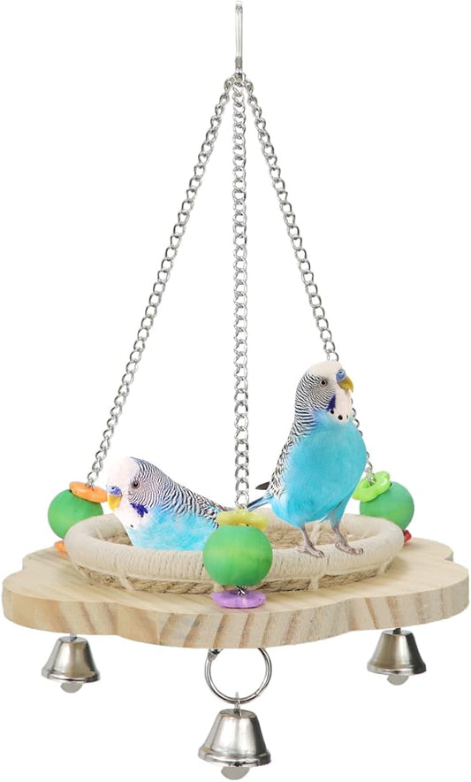 Wontee Bird Nest Parrot Breeding Nest Bed Bird Hanging Swing for Budgies Parakeets Conures Cockatiels Caique Senegal Parrot (Hemp Rope)