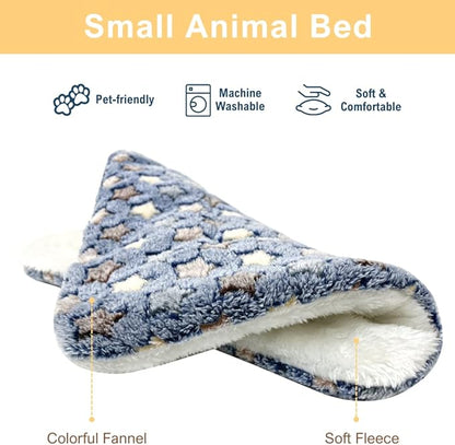 5PCS Guinea Pig Bed Soft Rabbit Bedding Cage Liner Warm Bunny Mats Pee Pads Fleece Blanket Plush Hamster Sleep Beds Ferret Squirrel Hedgehog Rat