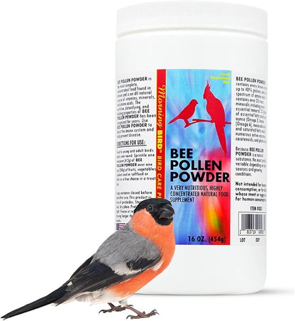 Morning Bird Bee Pollen Powder for Birds 16 Oz – Complete Nutrition with Protein, Amino Acids & Immune Support – Bird Vitamin & Mineral Supplement for Daily Health & Wellness