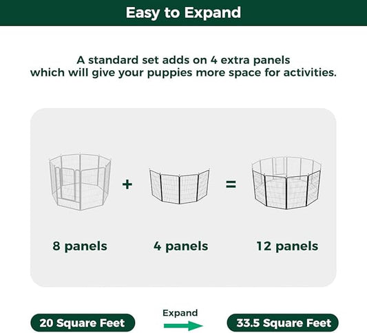 FXW Rollick Unleashed Dog Playpen for Indoor, Yard, RV Camping, 45 inch 4 Panels for Large Dogs, Black│Patented