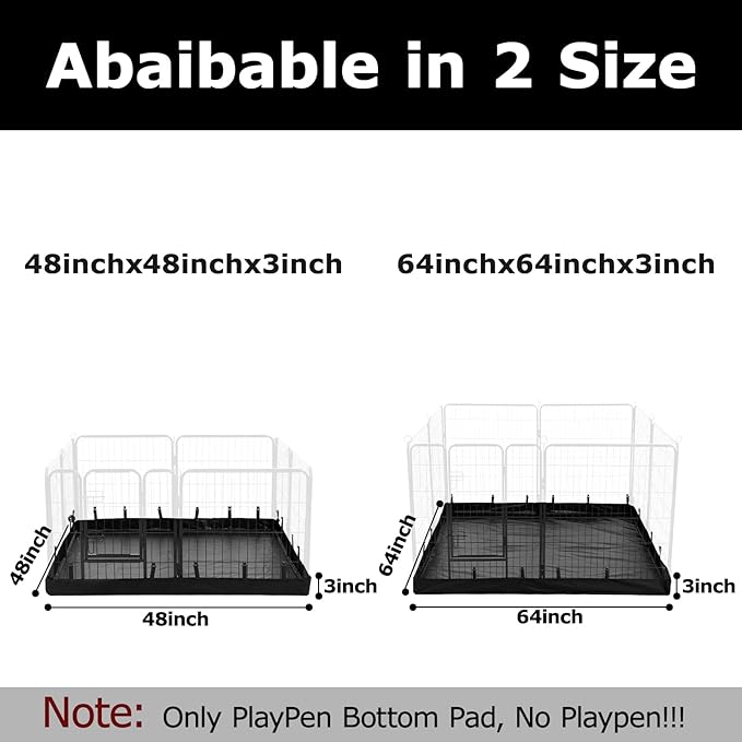 PJYuCien Rectangle Dog Playpen Bottom Pad - Fits 8 Panels 32" Width Metal Dog Pen -64"x64" Size 600D Oxford Cloth Waterproof Playpen Bottom Pad (Note: No Playpen)