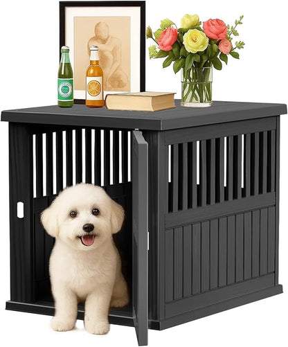 Vixzen Dog Crate Furniture for Small to Large Dogs,Decorative Resin Kennel Indoor,Multifunctional Dog Crate with Locking Buckle,End Table,Durable and Sturdy(Black 29.65 * 21.34 * 25.28)