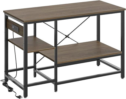 55 Gallon Fish Tank Stand with Charging Station, 49.2x13.8 Metal Aquarium Stand with 3-Tiers Adjustable Storage Shelves, 6-Legs Reptile Terrarium Stand, 700 LBs