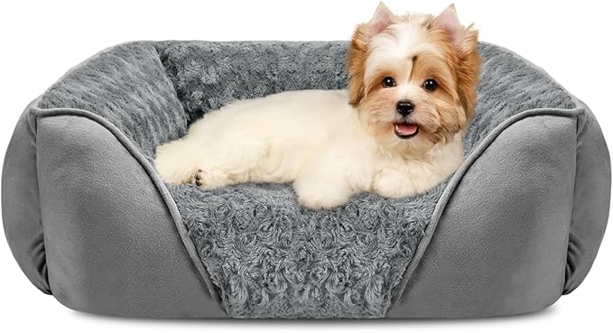 INVENHO Small Dog Bed Rectangle Washable Orthopedic Soft Calming Sleeping Durable Pet Cuddler with Anti-Slip Bottom