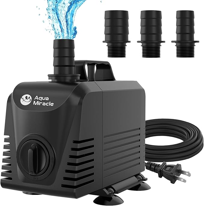 AquaMiracle Submersible Water Pump Aquarium Water Pump with Flow Control, Pond Pump Fountain Pump for Pond, Fountain, Waterfall, Statuary, Water feature, Hydroponics (550GPH, 35W)