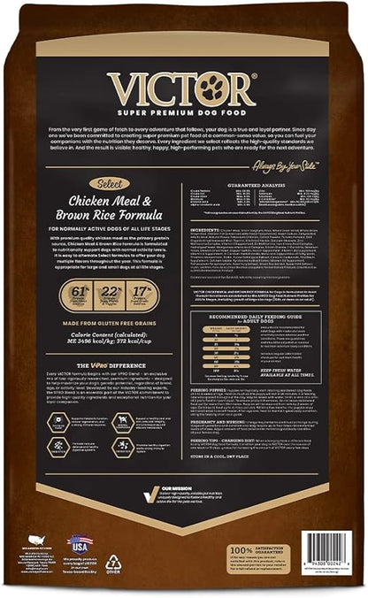 VICTOR Super Premium Dog Food – Chicken Meal & Brown Rice for All Normally Active Dogs of All Life Stages – Gluten-Free, Digestive & Immune Support, Ideal for Dogs with Meat Protein Allergies, 40 lb