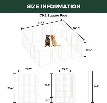 FXW Rollick Unleashed Dog Playpen for Indoor, Yard, RV Camping, 40 inch 16 Panels for Medium and Large Dogs, White│Patented