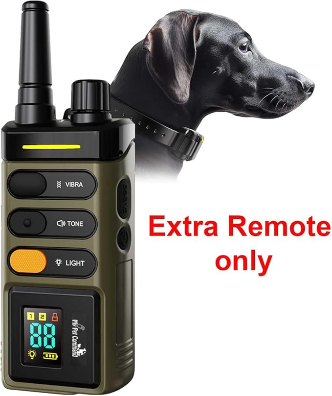 My Pet Command Long Range Dog Training Collar with Remote 1 Mile/5280 Ft Safe Shock, Vibrate, Tone collar with Flashing Beacon Lights Rechargeable Waterproof Dog collar with remote add Up to 2 Collars