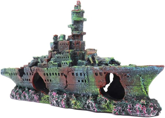 Little Aquarium Shipwreck Sunken Pirate Ship Mini Boat Fish Tank Decorations for Betta