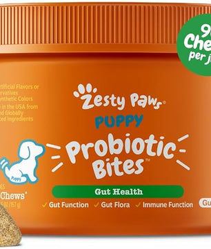 Zesty Paws Puppy Probiotics for Dogs - for Digestive Health, Gut Flora & Immune System Support - Dog Probiotics for Puppies with Bacillus subtilis & Pumpkin - 90 Count