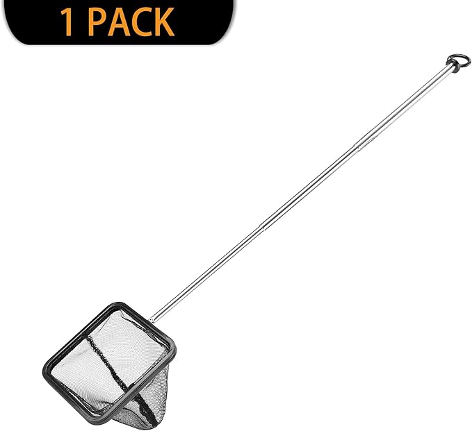 Aquarium Net with Extendable Stainless Steel Long Handle, Fine Mesh for Fish Tank