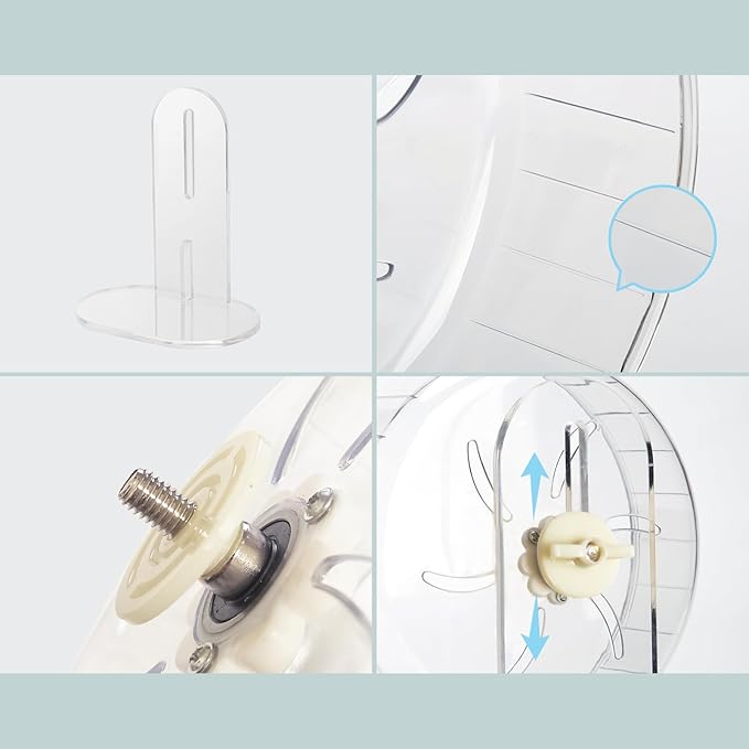 Silent Hamster Exercise Wheel - Hamster Toys Cages Accessories 9.45 Inch Running Spinner with Adjustable Stand Quite Runner for Small Animal Pet Gerbil Dwarf Syrian Hedgehog Rat Mouse Mice