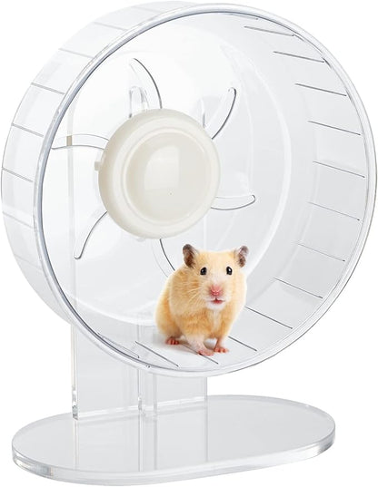 Silent Hamster Exercise Wheel - Hamster Toys Cages Accessories 7.9 Inch Running Spinner with Adjustable Stand Quite Runner for Small Animal Pet Gerbil Dwarf Syrian Hedgehog Rat Mouse Mice