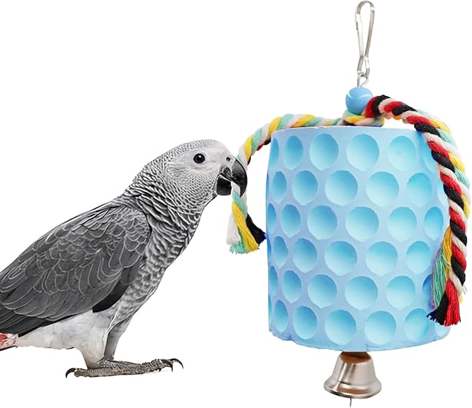 Bird Beak Grinding Stone, Parrot Chew Toys with Bells, Bird Toys, Cage Accessories for African Grey, Amazon Parrots, Budgies, Cockatiels, Lovebirds, Conures, Quakers, Small to Medium Birds