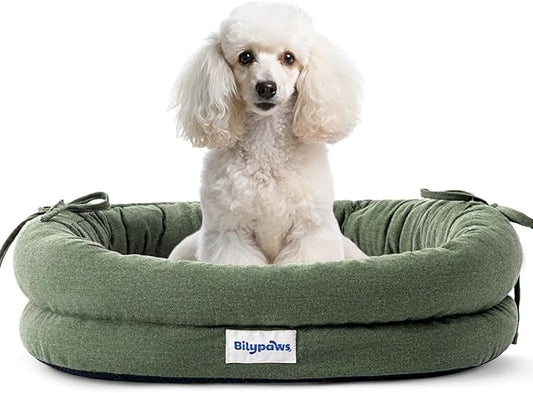 Orthopedic Dog Bed for Medium Size Dogs, Chew-Resistant Pet Sofa Bed with Egg Crate Foam, 4-Sided Bolster, Removable Washable Cover & Anti-Slip Bottom, Medium Olivine