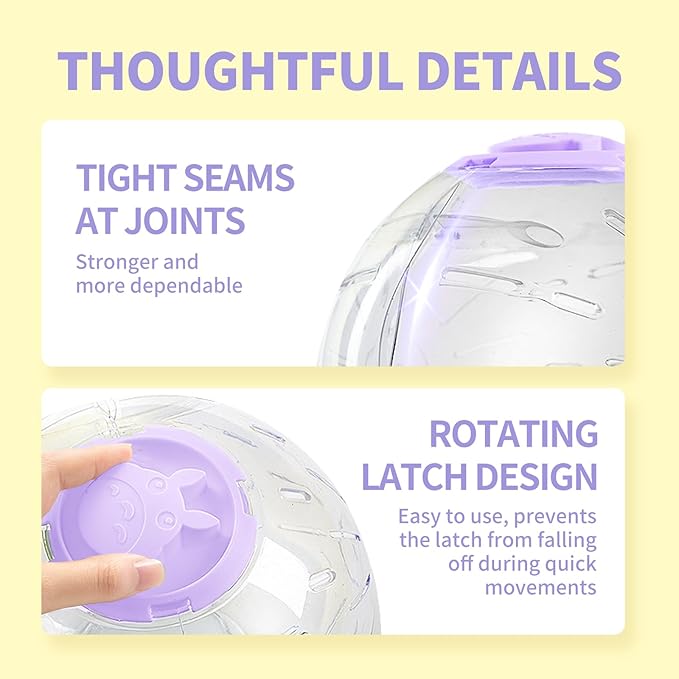 7.9 inch Hamster Ball, Exercise Toys, Running Ball, Clear Plastic Balls, Large Space, Easy to Clean, Hamster Cage Accessories, for Small and Medium Hamsters, Syrian Dwarf Hamster, Purple