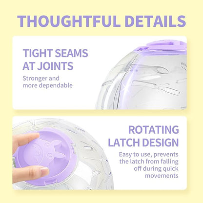 7.9 inch Hamster Ball, Exercise Toys, Running Ball, Clear Plastic Balls, Large Space, Easy to Clean, Hamster Cage Accessories, for Small and Medium Hamsters, Syrian Dwarf Hamster, Purple