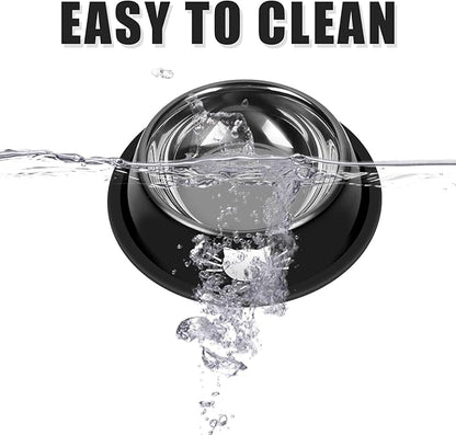 2 Pcs Non-Slip Stainless Steel Small Food Bowls - Unbreakable, Thicken Cat Feeder, 7 Oz Dishes - Suitable for Indoor Small Pets - Removable Rubber Base, Easily Clean, Lovely Color