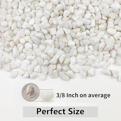 5LB Succulent and Cactus Gravel Pebbles, 3/8 Inch Natural Decorative Polished Stones, River Rocks for Plants, Vases, Aquariums, Terrarium and Outdoor Gardening, White