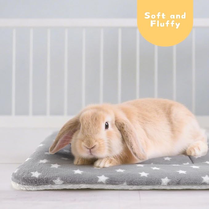 4-Pack Rabbit Bed, Washable Bunny Mat, Fleece Guinea Pig Bedding, Soft Flannel Small Animal Cage Liner, Blanket for Hamster Ferret - 19"x13"