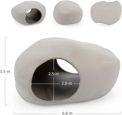 Niteangel Ceramic Hamster Habitat Hideout: - Hideaway House for Syrian Dwarf Hamster Mice Gerbils Lemmings or Other Similar-Sized Small Pet (Stone-Shaped - for Syrian)