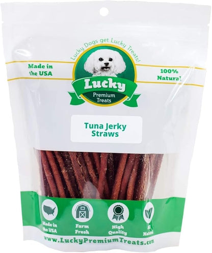 Tuna Jerky Straws Dog Treats – Single Ingredient, All-Natural Dehydrated Fish Jerky Treats – High Protein, Low Fat, Grain Free, High in Omega-3 – Made in USA – 13oz Bag