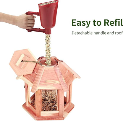 Large Gazebo Hanging Bird Feeders for Outside Clearance - Aromatic Red Cedar Birdfeeder for Outdoor- Lifetime Durability - Flythrough Bird Feeding Station - All Birds Available (6 Lbs Capacity)