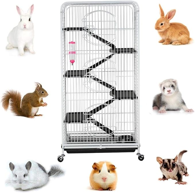 Yaheetech 52-inch Rat Cage Multi Level Rolling Pet Cage for Ferret/Chinchilla/Squirrels/Bunny with Water Bottle, White
