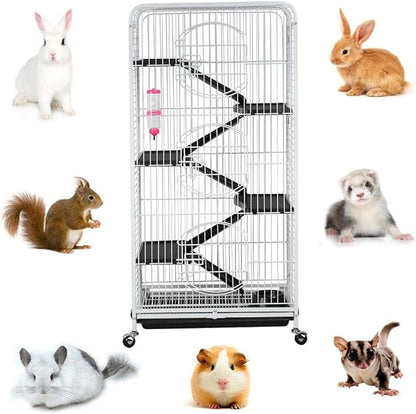 Yaheetech 52-inch Rat Cage Multi Level Rolling Pet Cage for Ferret/Chinchilla/Squirrels/Bunny with Water Bottle, White