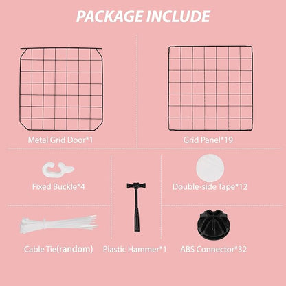 Guinea Pig Cages with Door and Top, 49.2x24.6x12.2inch Small Animal Cage, 20pcs Metal Grid Panels Small Animal Playpen, Expandable Cage for Guinea Pigs, Rabbits, Hamsters and Hedgehogs, Kitten