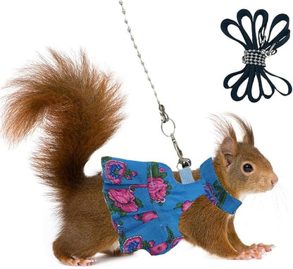 3 Sets Squirrel Leash and Harness Set,Traction Rope Strap, Ferret Harness Vest, Adjustable Flora Small Animal Harness Vest for Ferret, Dwarf Chinchilla, Guinea Pig, Fancy Rat (Medium)
