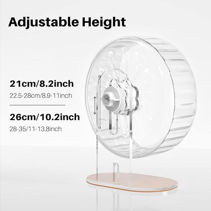 Bucatstate Hamster Exercise Wheel Super-Silent with Adjustable Base Dual-Bearing Cage Accessories Quiet Spinning Running Wheel for Dwarf Syrian Hamster Gerbils and Other Small Animals