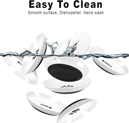 Cat Bowls,No Spill Whisker Fatigue Kittens Food Bowl with Anti-Slip Silicone,Ceramic Cat Dishes for Food Water and Wet and Dry,Shallow Plates Set for Indoor Cats,Small Dogs(6 Pack)