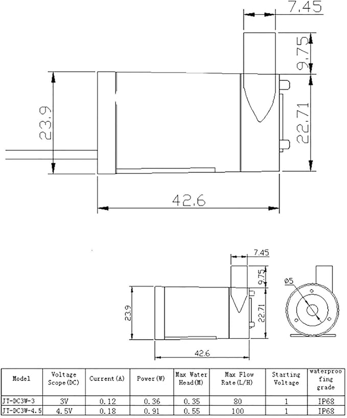 2Pcs DC 3-5V Micro Submersible Mini Water Pump for Aquariums Fish Tank Pond Fountain Hydroponics Garden (2Pcs Black)