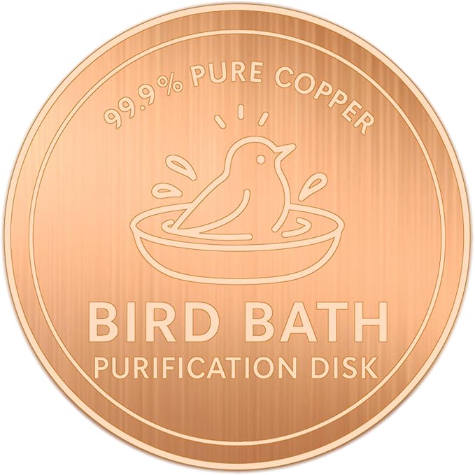 Copper Bird Bath Purification Disk,0.6mm Reinforced 99.9% Pure Copper Cleaning Disk Keeps Water Fresh for Bird Baths, Fountains, Ponds (1 Pack)