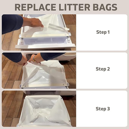 60 Pack Cat Litter Bags for PetSnowy Snow+ Cat Litter Box, Heavy Duty Tear and Leak Resistant Litters Bag, Self-Sealing Waste Drawer Liner Bags for PetSnowy (60)