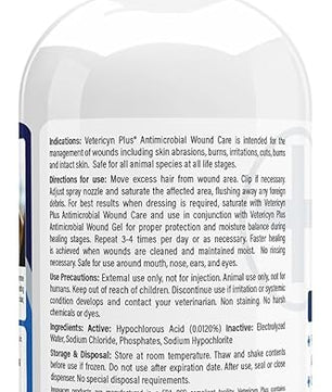Vetericyn Plus Dog Wound Care Spray | Healing Aid and Skin Repair, Clean Wounds, Relieve Dog Skin Allergies, Safe for All Animals. 8 ounces