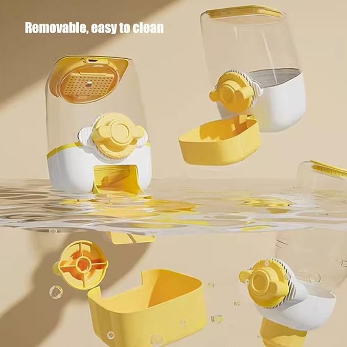 Pet Hanging Automatic Feeders Drinking Bowls，Gravity Rabbit Feeder and Water Set，Cage Cat Food Bowl Feeding Station for Puppy Kitten Chinchilla Hedgehog Guinea Pig Ferret (Yellow-Food)