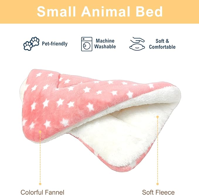 5PCS Guinea Pig Bed Soft Rabbit Bedding Cage Liner Warm Bunny Mats Pee Pads Fleece Blanket Plush Hamster Sleep Beds Ferret Squirrel Hedgehog Rat
