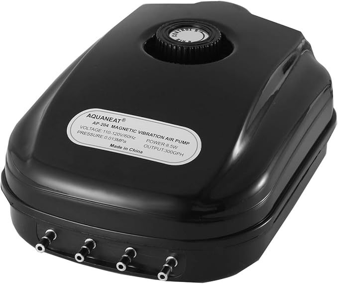 AQUANEAT Aquarium Air Pump 300GPH, for up to 200 Gallon Fish Tank, Powerful Hydroponic Aerator Pump, Adjustable Oxygen Bubbler