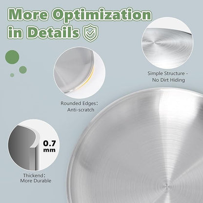 Stainless Steel Cat Bowls Set – 6.7" Whisker Friendly Shallow Dishes, Dishwasher Safe Food & Water Plates for Indoor/Outdoor Cats, 13oz (SUS304, 1Pc)