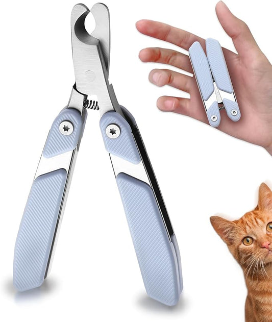 Foldable Cat Nail Clipper, Stainless Steel Dog Nail Trimmers Toenail Clippers, Professional Pet Nail Cutter for Cats Rabbits Hamsters Birds Medium Small Dog, Portable Cortauñas para Perros (Blue)