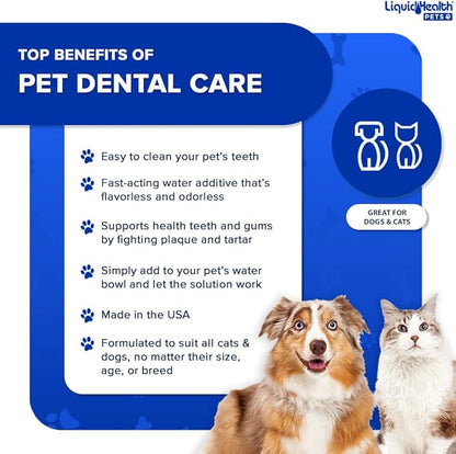 LIQUIDHEALTH Pet Dental Care Water Additive for Dogs & Cats - Fast Acting Pet Bad Breath Freshener, Dog Mouth Wash, Animal Oral Dental Rinse, Plaque & Tartar Teeth Cleaning Solution (2-Pack)