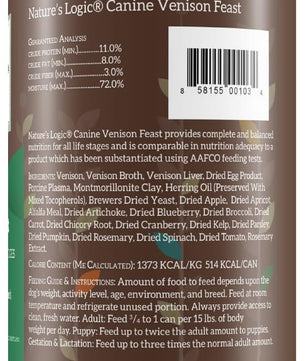 Nature's Logic Grain-Free Canned Dog Food - 95% Animal Proteins - 100% Natural Wet Dog Food Cans - No Common Allergens - All Life Stages - Ideal for Sensitive Dogs - Venison (13.2 oz, 12 pack)