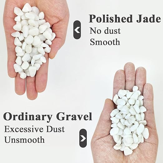 2LB Succulent and Cactus Gravel Pebbles, 3/8 Inch Natural Decorative Polished Stones, River Rocks for Plants, Vases, Aquariums, Terrarium and Outdoor Gardening, White