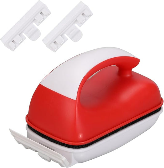 Aquarium Magnetic Brush Fish Tank Cleaner,Fish Glass Cleaner Algae Tool,Double Side Floating Algae Cleaning Tool,Two Algae Scraper,Easy to Clean,Suitable for 1/3 to 5/8 Inch Fish Tank(Medium)