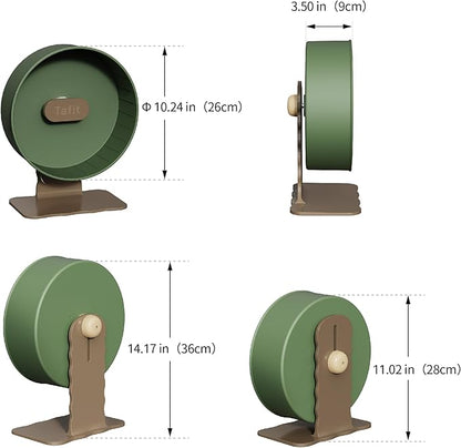 Quiet Hamster Wheel 10.2 Inch Dual-Bearings Silent Small Animals Running Exercise Wheel Height Adjustable for Syrian Hamsters, Gerbils, Rats, or Other Small Pets, Nut Brown