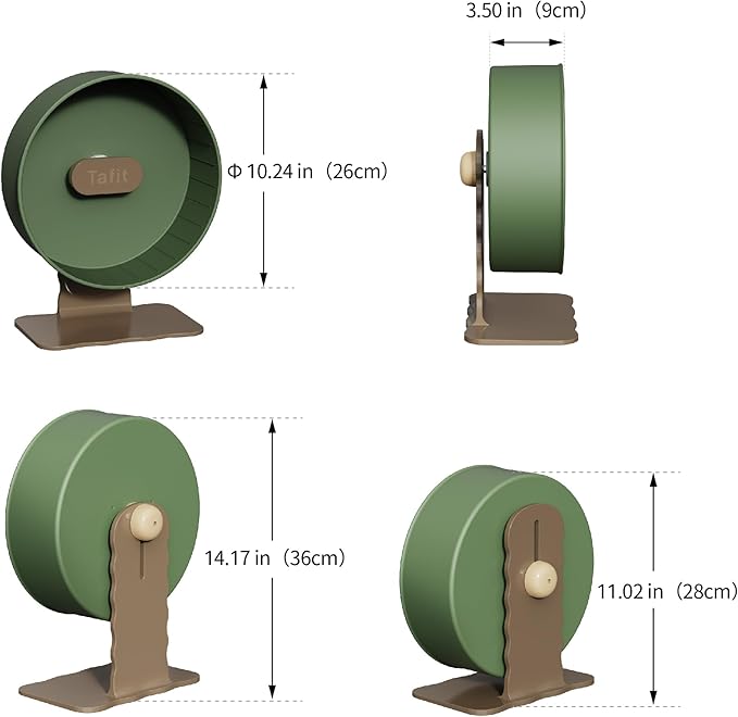 Quiet Hamster Wheel 10.2 Inch Dual-Bearings Silent Small Animals Running Exercise Wheel Height Adjustable for Syrian Hamsters, Gerbils, Rats, or Other Small Pets, Mousse White