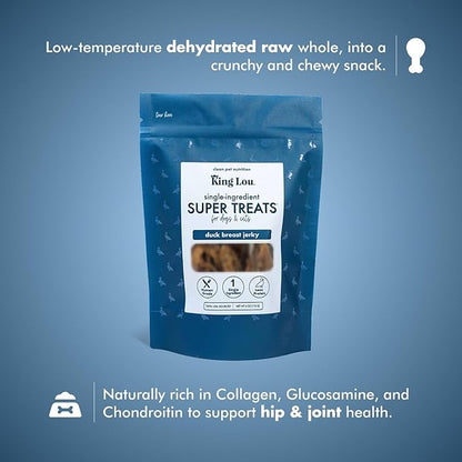 King Lou Pets Duck Jerky Treats – Single Ingredient Dehydrated Duck Breast – USA Made Cat & Dog Snack – High Protein Pet Treat – 1 lb (Prior to Freeze-Drying)