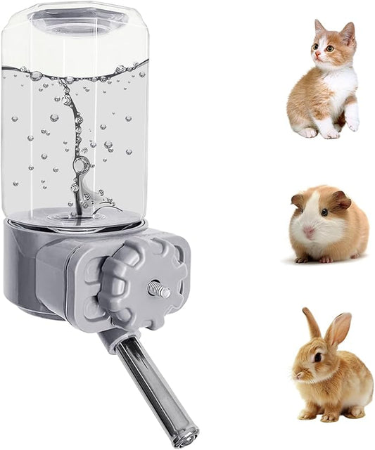 LOS ANDES No-Drip Water Bottle/Feeder for Guinea Pigs/Hamsters/Bunnies/Ferrets/Squirrel/Hedgehog/Other Small Pets, Weather Resistant Cage Water Dispenser for Dogs/Cats, 18.5oz, Gray